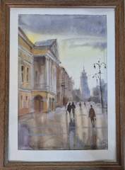 Картина. Авторская живопись. Нелли Фролова. Прогулка по проспекту. Бум акв 30х20 см