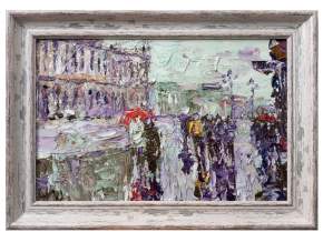 Картина. Инна Москалева. Дождливый день. Холст, картон, масло. 20х30см. Авторская живопись.