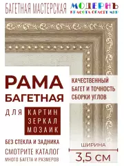 Багетная рама 40x55 для картин и зеркал, ширина - 3,5 см, классическая, пластиковая, с креплением, 723-14