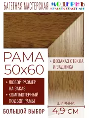 Рама багетная 50x60 для картин и зеркал - 4,9 см, классическая, пластиковая, с креплением, без стекла, М-31-1