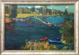 Картина. Александр Филиппов Мосток через р. Солоница холст, масло, 40х60 см. Авторская живопись.