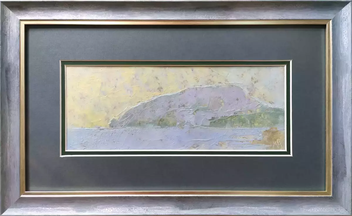 Картина. Иван Бондарев Крым. Медведь-гора картон, масло, 12х29 см. Авторская живопись.