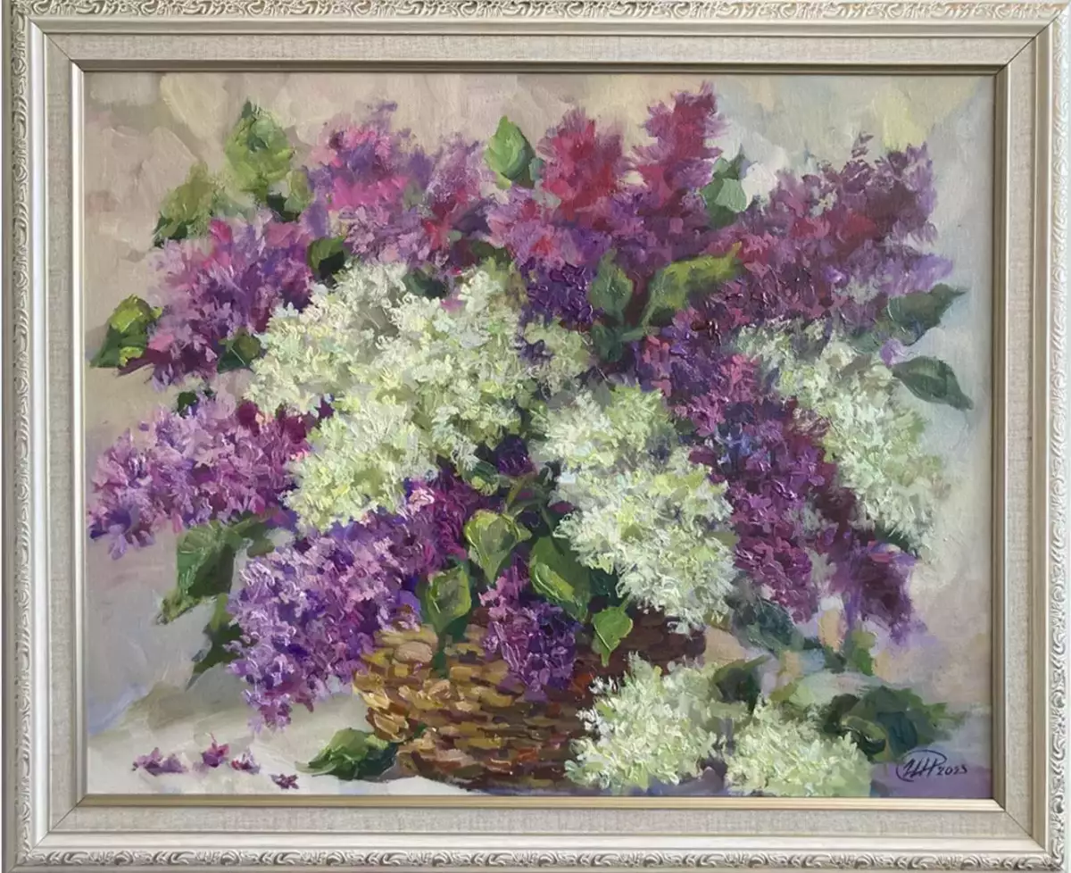 Картина. Никколова И.А. букет сирени. Холст, масло. 40х50 см. Авторская живопись.