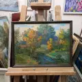 Картина. Александр Поплавский. Скоро осень. Картон, масло. 30х40 см. Авторская живопись.