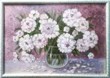 Картина. Тамара Брюханова-Лесникова Белые пионы, холст, масло, 53х70 см. Авторская живопись.