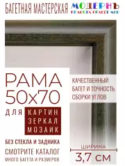 Рама багетная 50x70 для картин и зеркал - 3,7 см, классическая, пластиковая, с креплением, без стекла, М-16-4