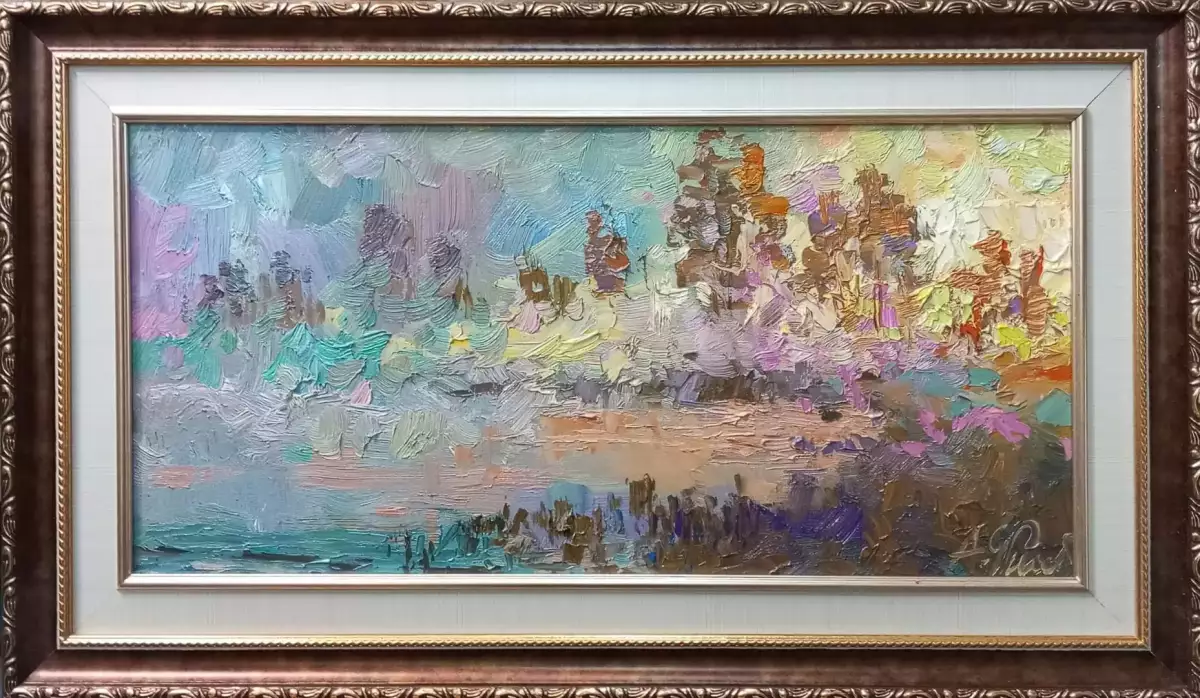 Картина. Александр Филиппов. Туманное утро. Холст, масло. 25х50 см. Авторская живопись.