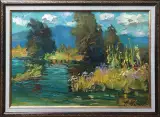 Картина. Александр Филиппов Тихое озерцо, холст, масло, 35х50 см. Авторская живопись.