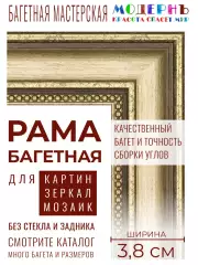 Багетная рама 50x50 для картин, золотая - 3,8 см, классическая, пластиковая, с креплением, 704-01