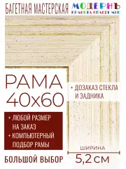 Рама багетная 40x60 для картин и зеркал - 5,2 см, классическая, пластиковая, с креплением, без стекла, М-38-1