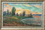 Картина. Сергей Савосин. Дон вечером, холст, масло, 30х50 см. Авторская живопись.