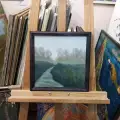 Попов Дмитрий. Туман. Холст, картон, масло. 25х25 см. Авторская живопись