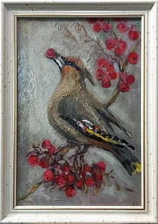 Картина. Лолита Серебрянская-Симонян. Лесной гость. Картон, масло. 30х20 см. Авторская живопись. 