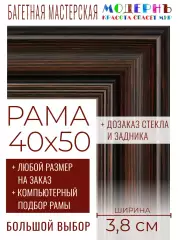 Рама багетная 40x50 для картин и зеркал - 3,8 см, классическая, пластиковая, с креплением, без стекла, М-9-2