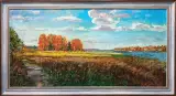 Картина. Сергей Савосин. Волжские просторы. Холст, масло. 50х100 см. Авторская живопись.