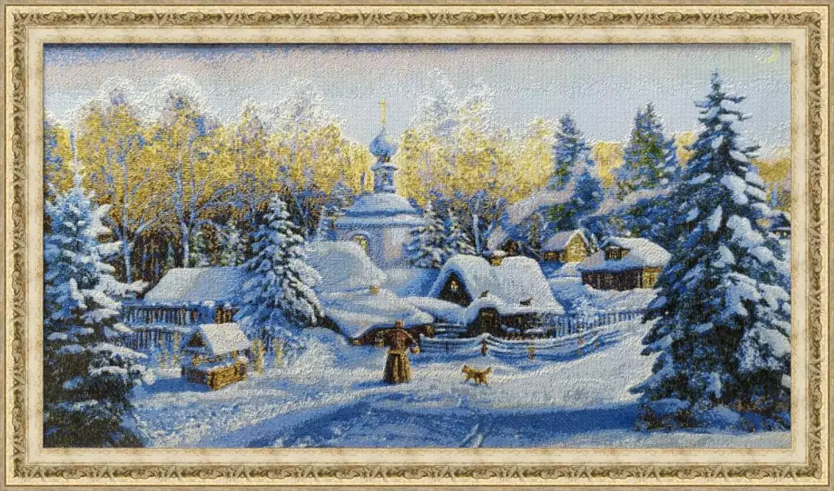 Гобелен в раме. Крещение. 42х69 см, 719-14