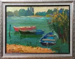Картина. Александр Филиппов Лодочки Дона, холст, масло, 30х40 см. Авторская живопись.
