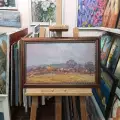 Картина. Александр Поплавский. Осенний сюжет. Холст, картон, масло. 30х50 см. Авторская живопись.