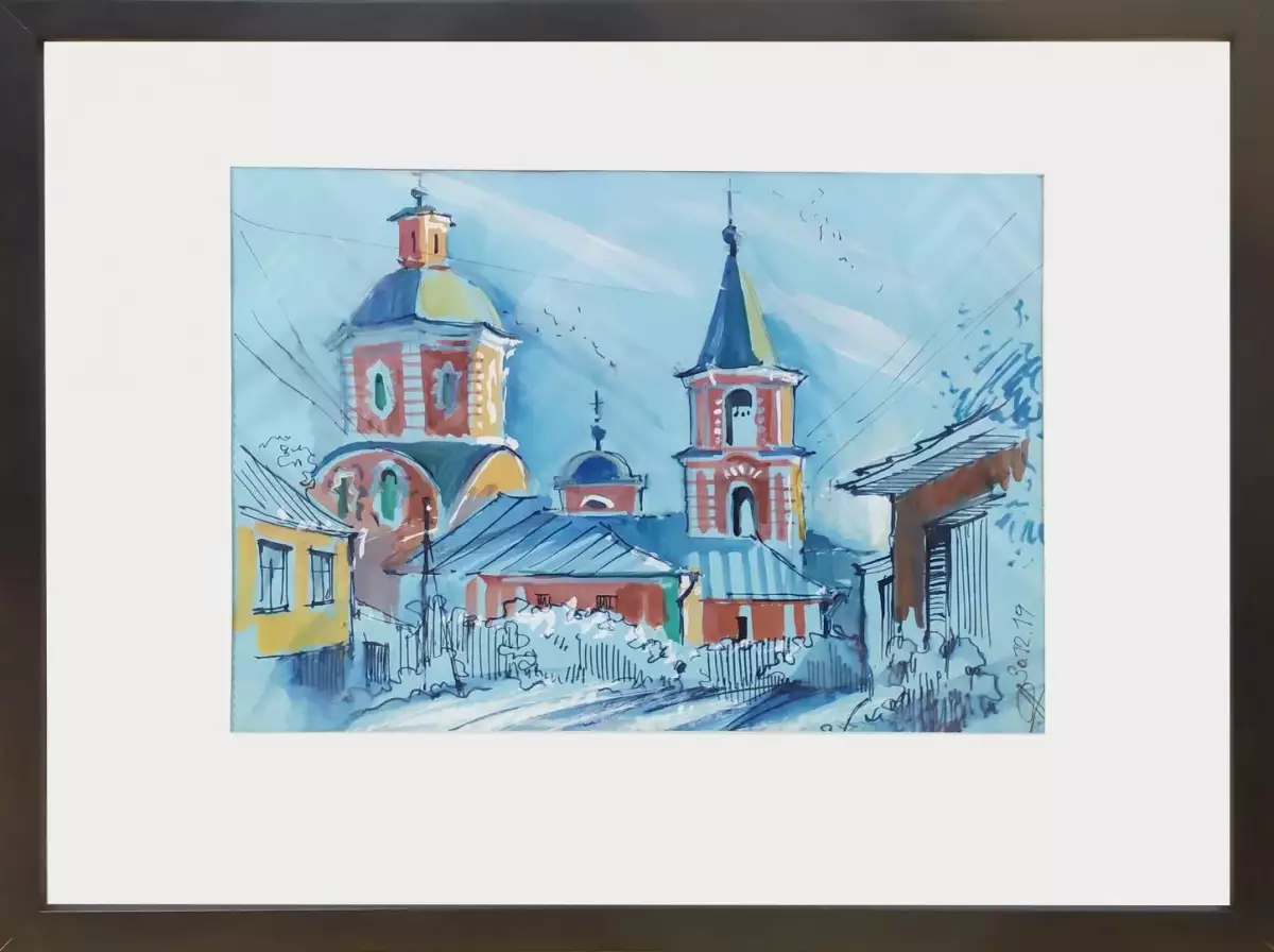 Картина. Нелли Фролова Ильинский храм, бумага, акварель, 20х27 см. Авторская живопись.