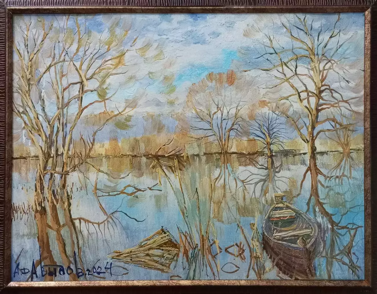Картина. Александр Давыдов. Большая вода. Холст, масло. 40х50см. Авторская живопись.
