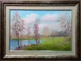 Картина. Стефан Домусчи. Весна в Петровском. Холст, картон, масло. 40х60 см. Авторская живопись.