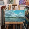 Картина. Анастасия Голубцова. Вид на правый берег. Холст, масло. 30х50 см. Авторская живопись.