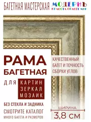 Рама багетная 50x80 для картин, зеленая-золотая - 3,8 см, классическая, пластиковая, с креплением, 704-61