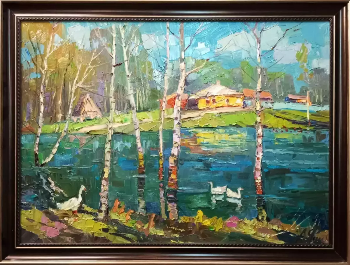 Картина. Александр Филиппов. По первой зелени. Холст, масло. 50х70 см. Авторская живопись.
