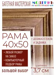 Рама багетная 40x50 для картин и зеркал - 3,7 см, классическая, пластиковая, с креплением, без стекла, М-40-1