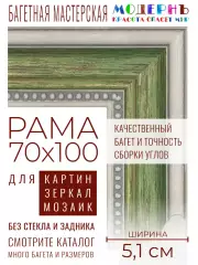 Рама багетная 70x100 для картин и зеркал - 5,1 см, классическая, пластиковая, с креплением, М-13-2