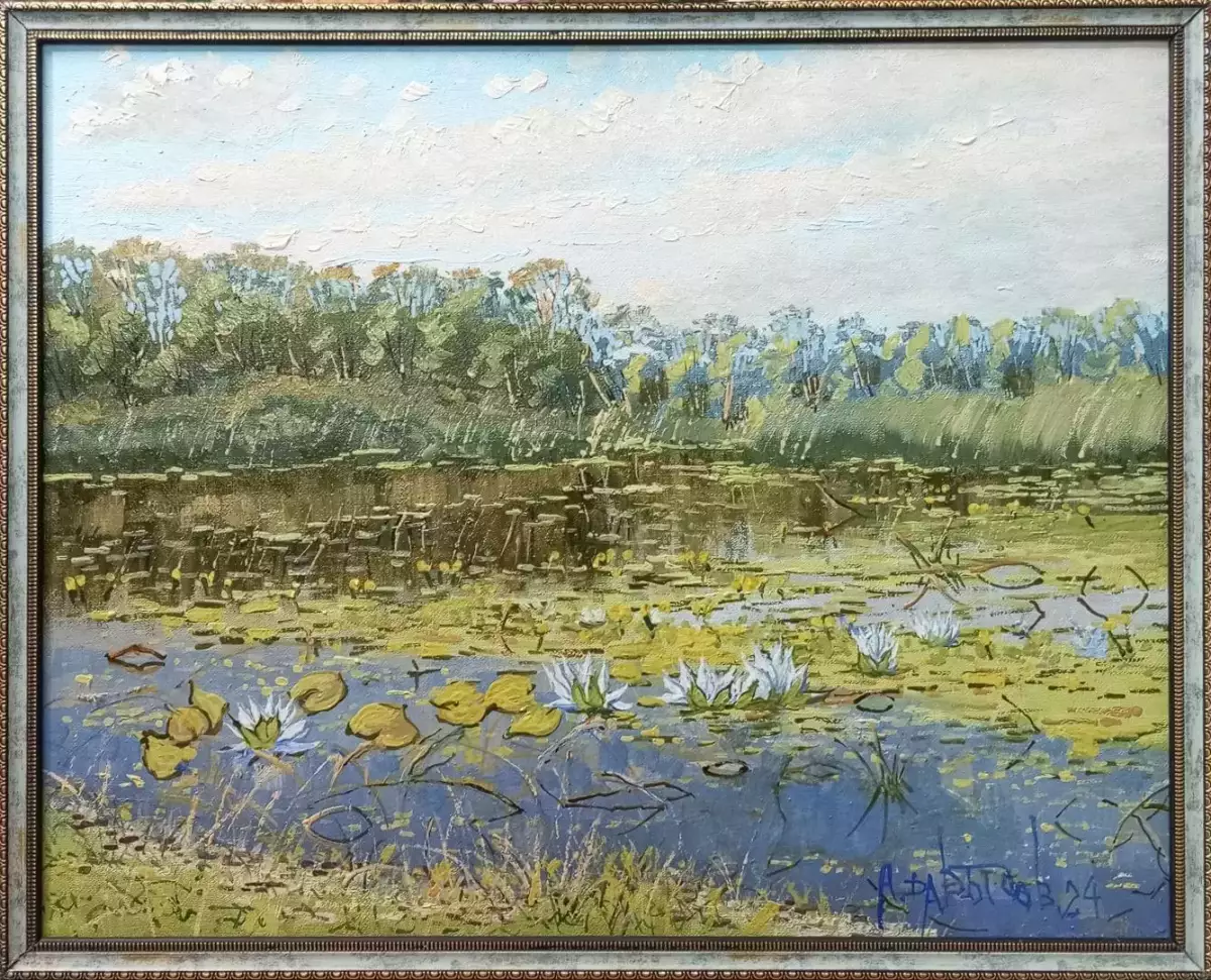 Картина. Александр Давыдов. На р.Воронеж. Холст, масло. 40х50см. Авторская живопись.