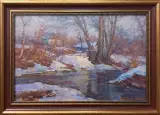 Картина. Александр Поплавский. В марте. Оргалит, масло. 30х45 см. Авторская живопись.