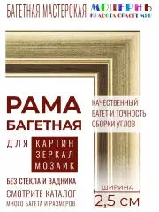 Рама багетная 40x60 для картин, золотая-коричневая - 2,5 см, классическая, пластиковая, с креплением, 722-44