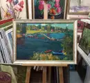 Картина. Александр Филиппов Мосток через р. Солоница холст, масло, 40х60 см. Авторская живопись.