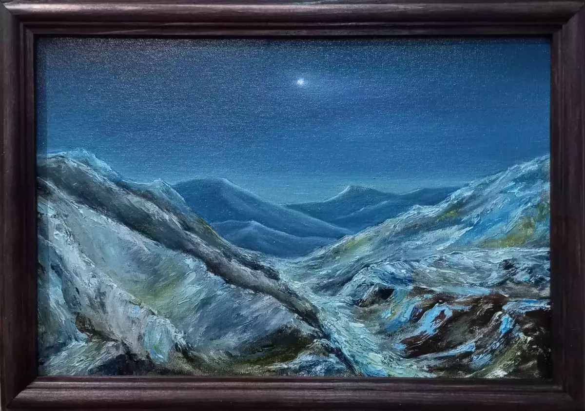 Попов Дмитрий. Космический пейзаж. Холст, картон, масло. 20х30 см. Авторская живопись