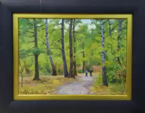 Картина. Николай Верхошанский Прогулка в парке, двп, масло, 25х35 см. Авторская живопись.