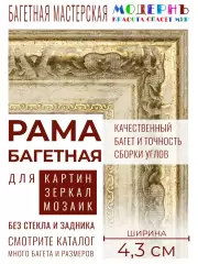 Багетная рама 60x75 для картин и зеркал, ширина - 4,3 см, классическая, пластиковая, с креплением, 719-14