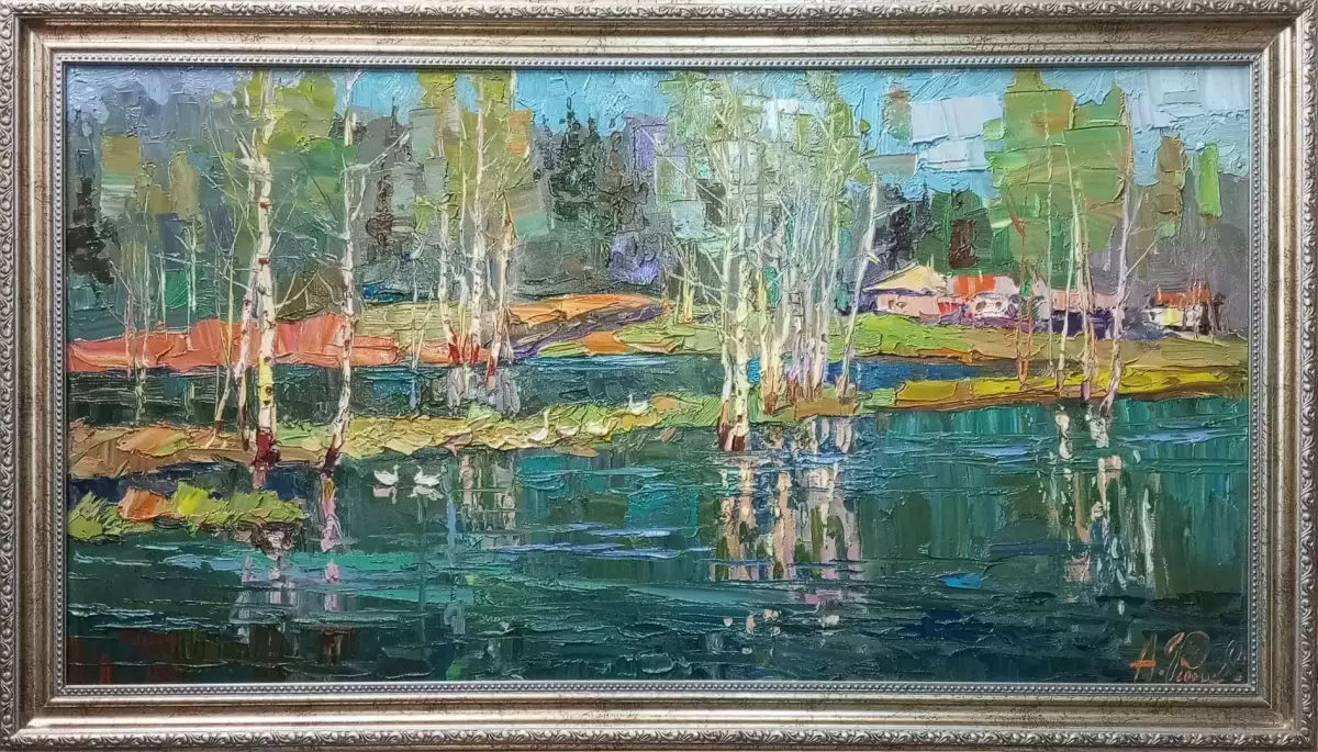 Картина. Александр Филиппов. Весенние гуси. Холст, масло. 45х85 см. Авторская живопись.