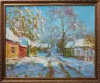 Картина. Виктор Бойченко. Зимний Воронеж. Картон, масло. 52х64 см. Авторская живопись.