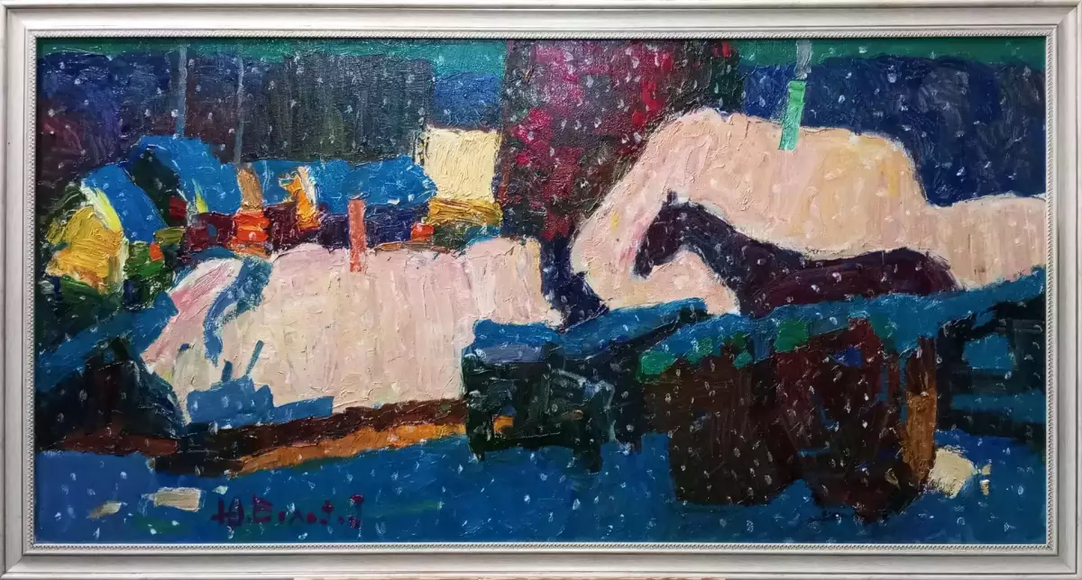Картина. Юрий Болотов. Морозное утро. Холст, масло. 55х110 см. Авторская живопись