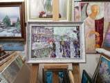 Картина. Инна Москалева. Дождливый день. Холст, картон, масло. 20х30см. Авторская живопись.