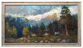 Картина. Александр Филиппов. Контрасты Архыза. Холст, масло. 45х85 см. Авторская живопись.