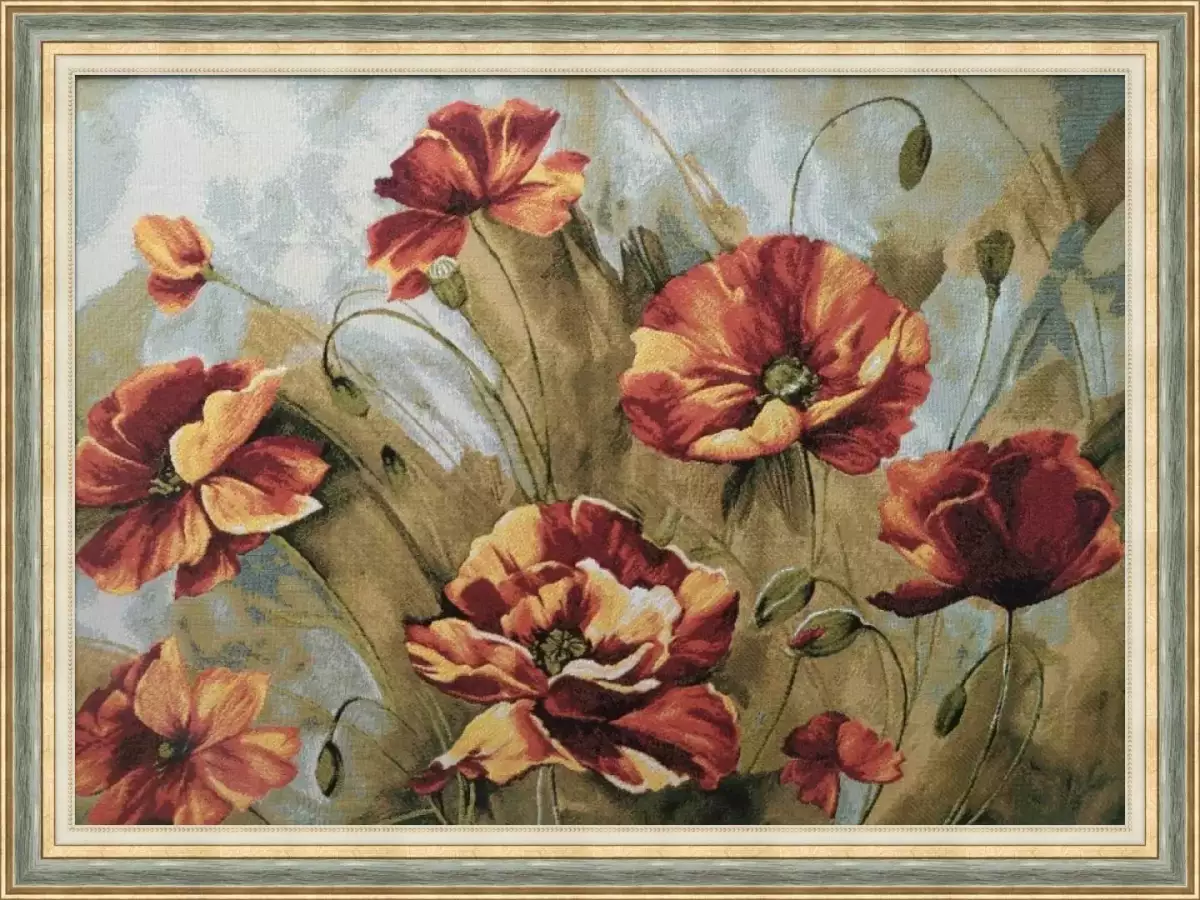Гобелен в раме. Акварель маки. 58х78 см, 715-16