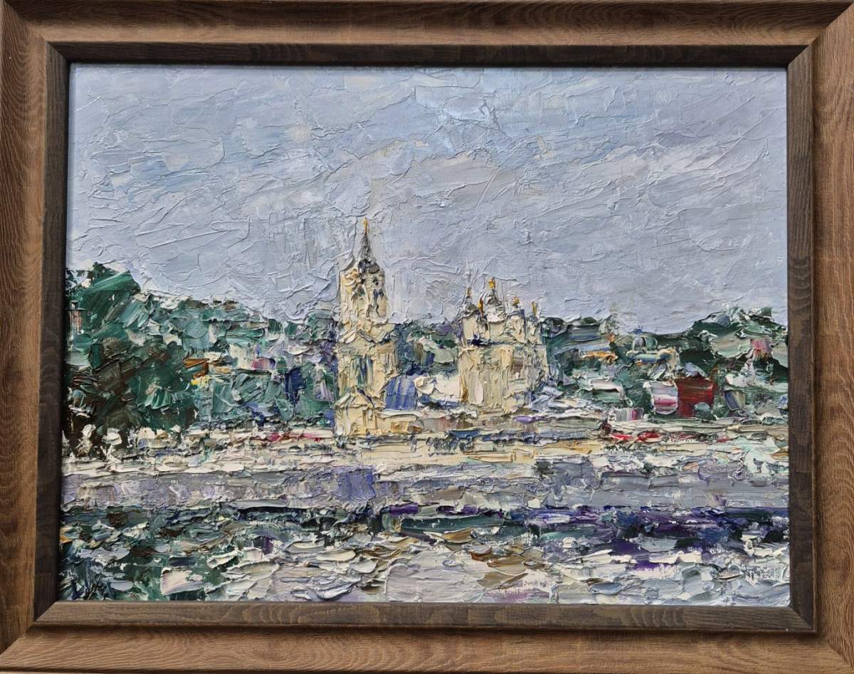 Картина. Инна Москалева. Воронеж, Успенская церковб. Холст, картон, масло. 30х40см. Авторская живопись.