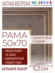 Рама багетная 50x70 для картин и зеркал - 5,2 см, классическая, пластиковая, с креплением, без стекла, М-38-2
