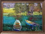 Картина. Александр Филиппов. Вечерние лодочки. Холст, масло. 30х40 см. Авторская живопись.