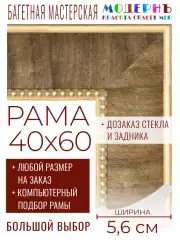 Рама багетная 40x60 для картин и зеркал - 5,6 см, классическая, пластиковая, с креплением, без стекла, М-26-1