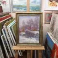 Картина. Александр Поплавский. Саврасовский пейзаж. Картон, масло. 40х30 см. Авторская живопись.