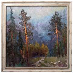 Картина. Александр Филиппов. Туманное утро, Архыз. Холст, масло. 50х50 см. Авторская живопись.