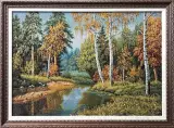 Гобелен в раме. В краю березового ситца. 39х53 см